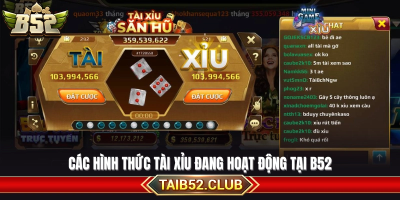 Danh sách các loại tài xỉu hiện có trong hệ thống